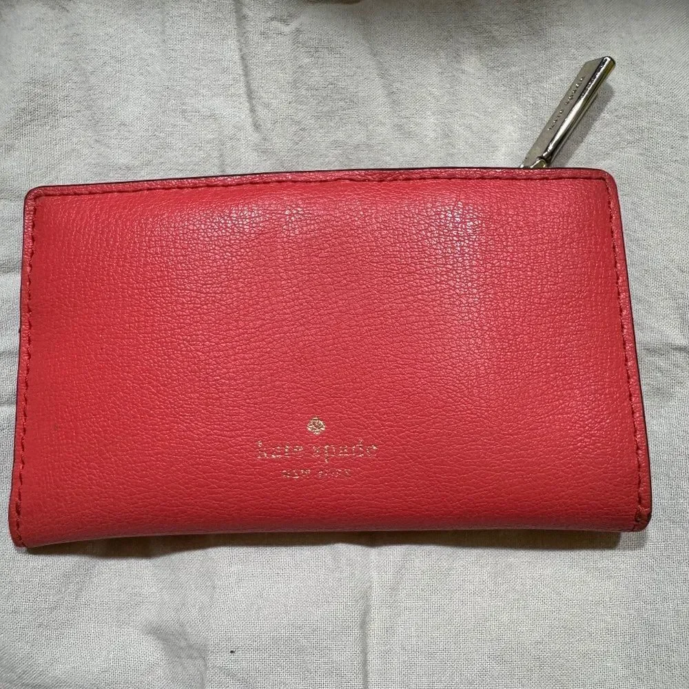 Kate Spade Adel Pink Coral Leather Small Wallet